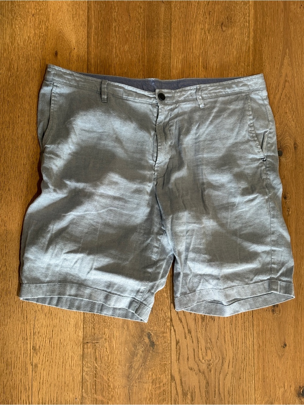 Tommy Bahama Light Blue Linen-Blend Flat Front Shorts